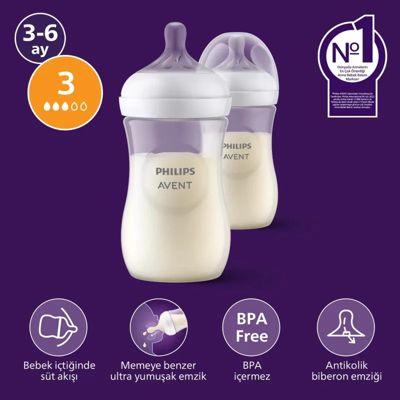 Philips Avent SCY903/02 Natural Response PP 260 ml 2'li Biberon