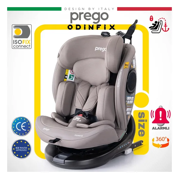 Prego Odinfix Alarmlı 360 Derece Dönebilen I-Size 0-36 kg Oto Koltuğu