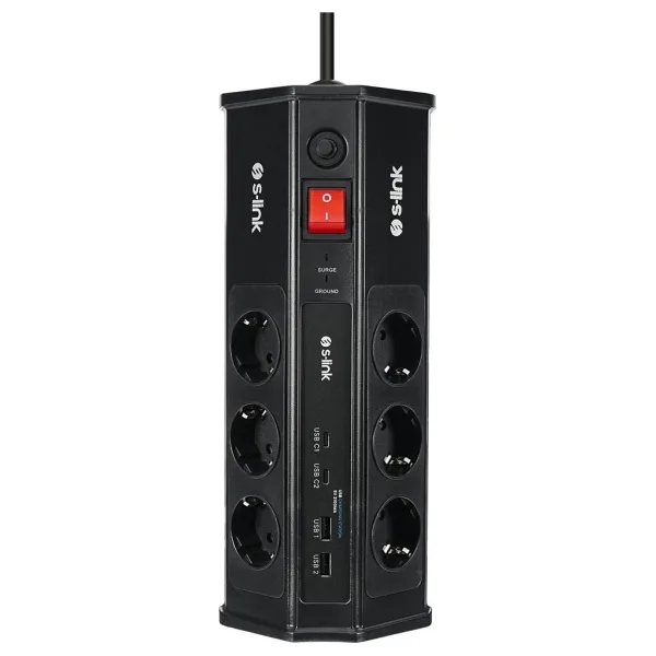 S-link PRZ03 Anahtarlı USB'li 3 m 6'lı Akım Korumalı Priz