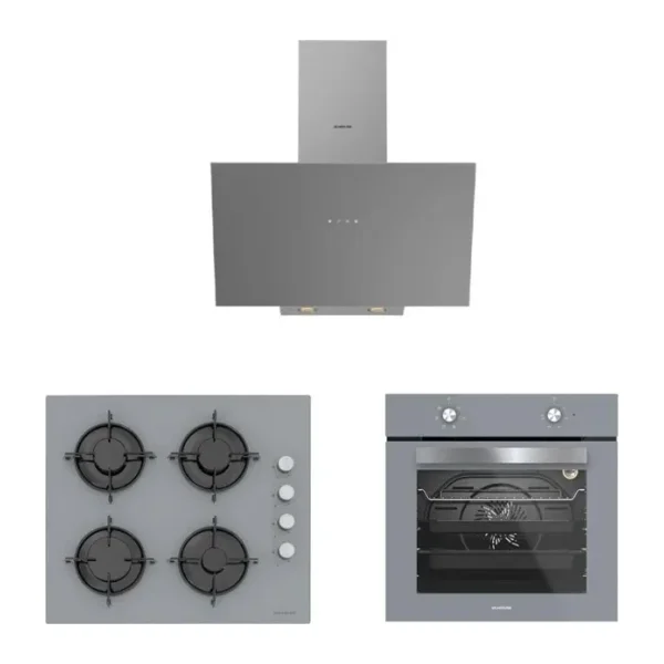 Silverline 3Lü Gri Cam Ankastre Set (3481 Flam 60 Gri+Cs5349s01+Bo6501s01)