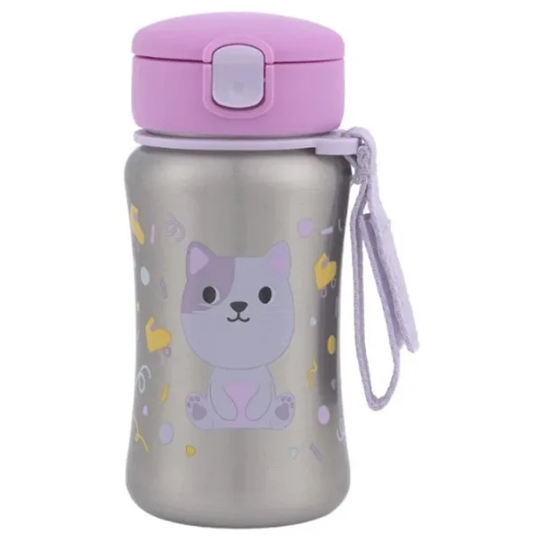 Skip Hop Besties Squad Kedi 350 ml Pipetli Paslanmaz Çelik Suluk