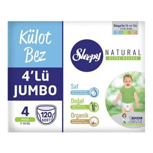 Sleepy Natural 4 Numara Maxi 120'li Külot Bez