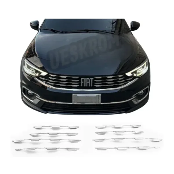 ueskrom Fiat Egea Krom Ön Panjur 2020 Üzeri Uyumlu 8 Prç. Paslanmaz Çelik