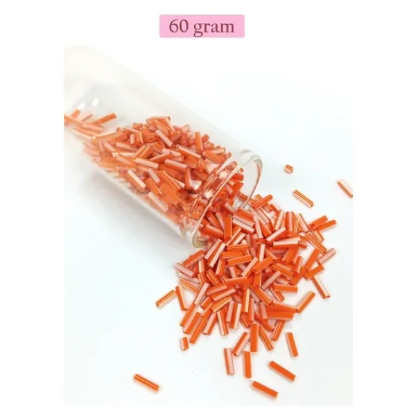 Uzun Boru Kesme Boncuk Çap 2mm Uzunluk 10 mm - 60 Gram - Turuncu Beyaz - BNC294