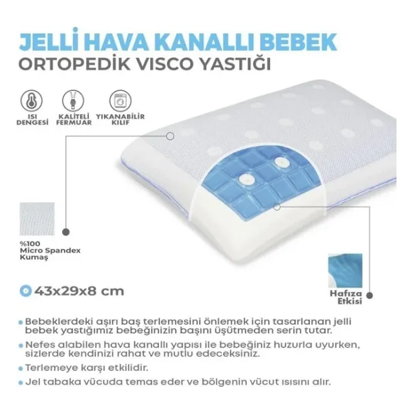 Viscofoam Terletmeyen 43x29 cm Ortopedik Bebek Yastığı