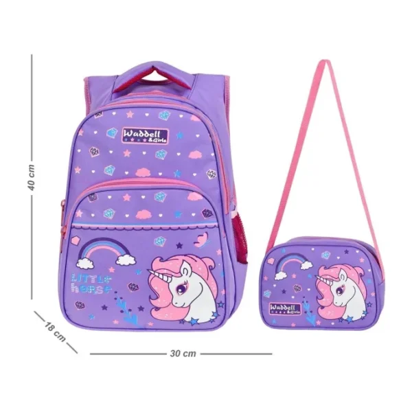Waddell 6004 Little Horse Lila Beslenme + İlkokul Sırt Çantası