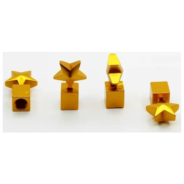 Yıldızlı Alüminyum Sibop Kapağı 4'lü Set Gold