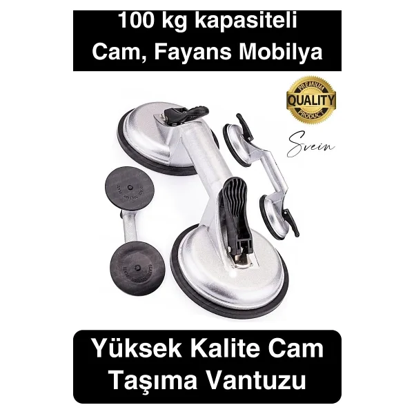 100 Kg Kapasiteli İkili Cam Vantuzu Alüminyum Vakumlu Taşıma Kaporta Göçük Çektirme Fayans Tutucu