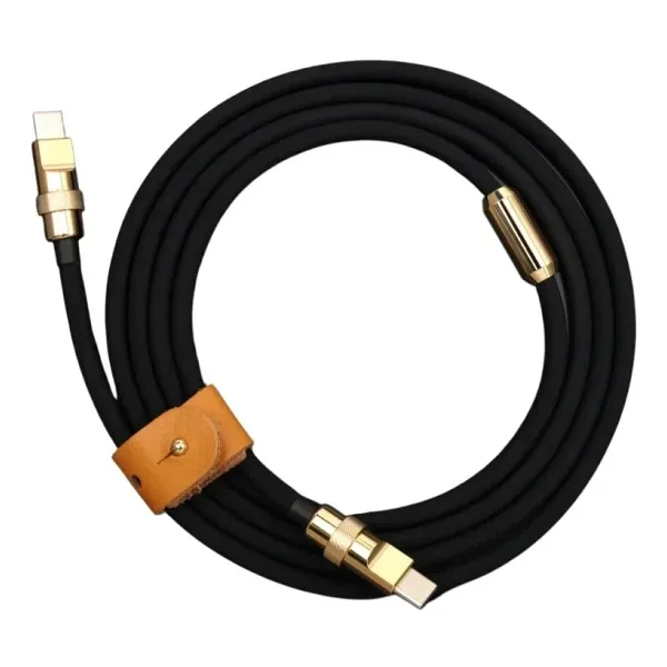 100W Siyah Type-C Silikon Hızlı Şarj Kablosu - 1 Metre