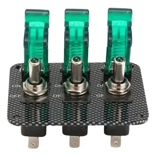 3'lü ON-OFF Toggle Switch Panel - Yeşil