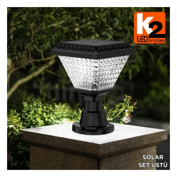 30w Solar Set Üstü Bahçe Armatürü Beyaz Işık