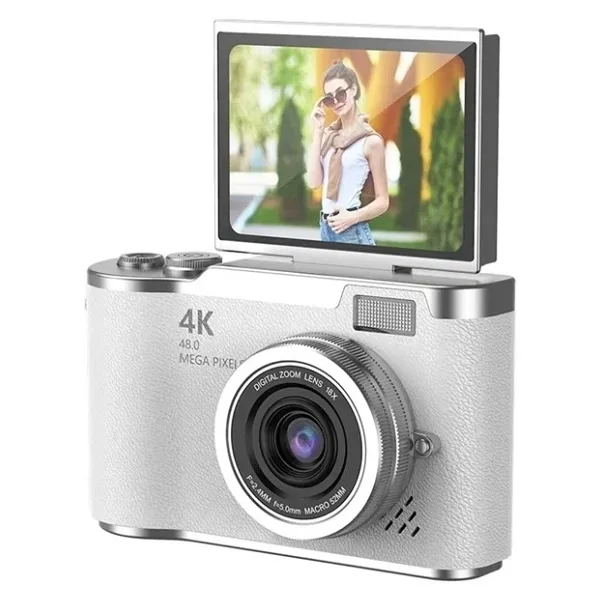 4K Dijital Retro Video Kamera 48Mp 18X Zoom Flaşlı (32Gb) Kart Dijital Vlog Fotoğraf Makinesi Türkçe