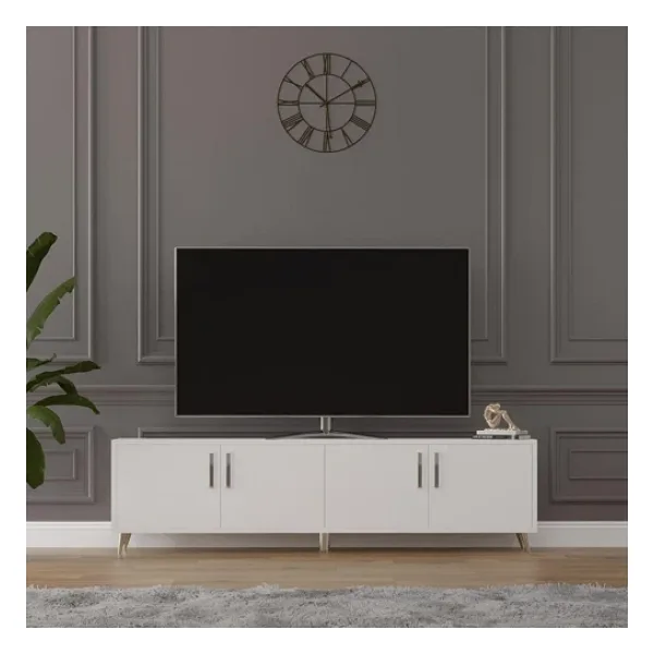 Asra Trend MDF Beyaz TV Ünitesi - 160 cm, Şık & Modern Tasarım TV Sehpası, T-01