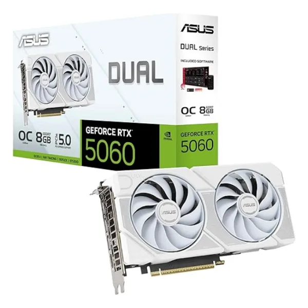 Asus RTX 5060 Dual OC Edition DUAL-RTX5060-O8G-WHITE 128 Bit GDDR7 8 GB Ekran Kartı