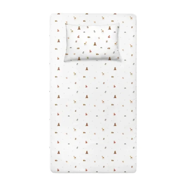 Casadora Baby Forest Amigos %100 Organik Pamuk Saten Çocuk Lastikli Çarşaf Seti 100 x 200 cm + 50 x 70 cm
