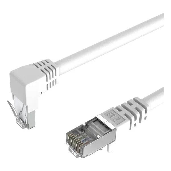 Cat 6, S/FTP, 90° açılı Dirsek Kablo, 1 Metre (Beyaz)