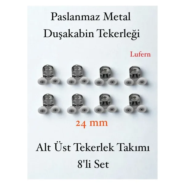 Dayanıklı Duşakabin Tekerleği Alt Üst Sürgülü Cam Kabin Tekeri Rulman Metal Gövdeli 8 Li Set