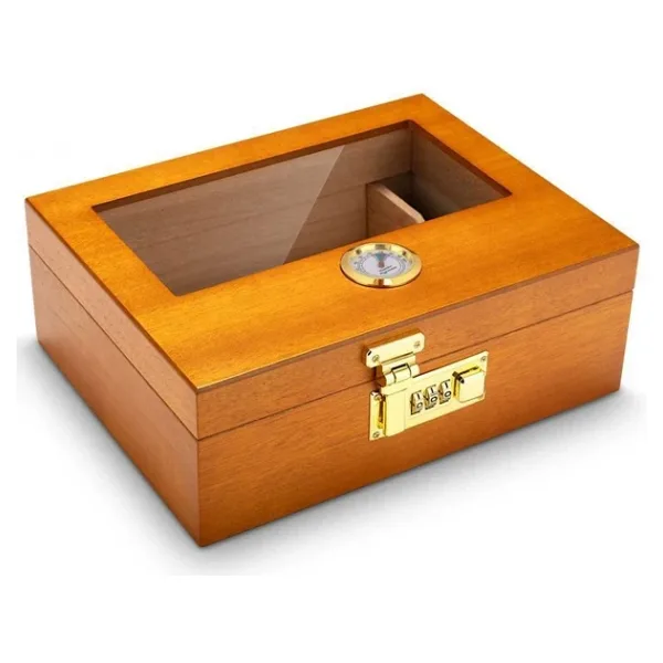 Falconetti Kahverengi Ufak Boy Camlı Humidor Şifreli Puro Kutusu rd29khv
