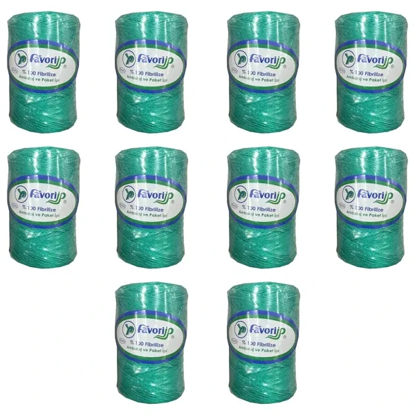 Favori İp 5000 Denye -0.8 Mm- Ambalaj ve Paket İpi Naylon Burgulu Örgü Çamaşır İpi - Yeşil - 10 Adet