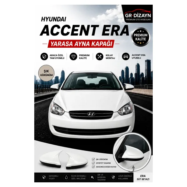 GR-Dizayn HYUNDAİ ACCENT ERA ARACA ÖZEL BOYALI YARASA AYNA KAPAĞI A+ (BEYAZ)