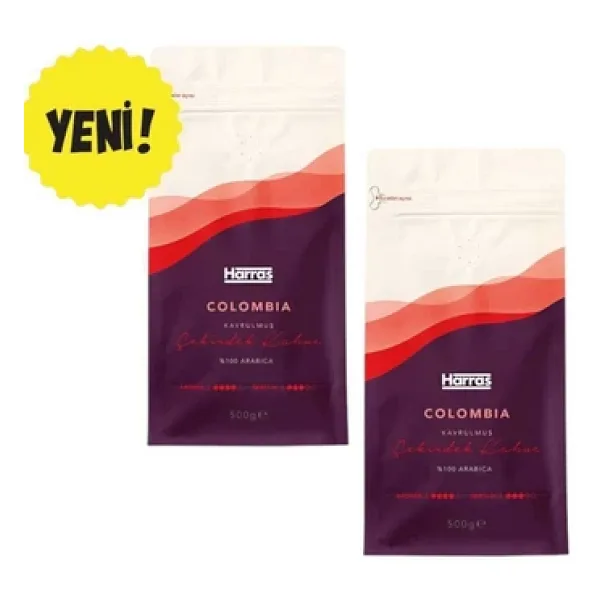 Harras Colombia Çekirdek Kahve %100 Arabica Orta Kavrulmuş 500 gr 2 Adet (Toplam 1000 Gr)