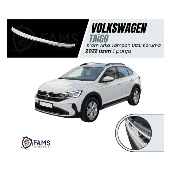 Leonacs Fams Otomotiv Vw Taigo 2022> Krom Arka Tampon Üstü Koruma P,çelik