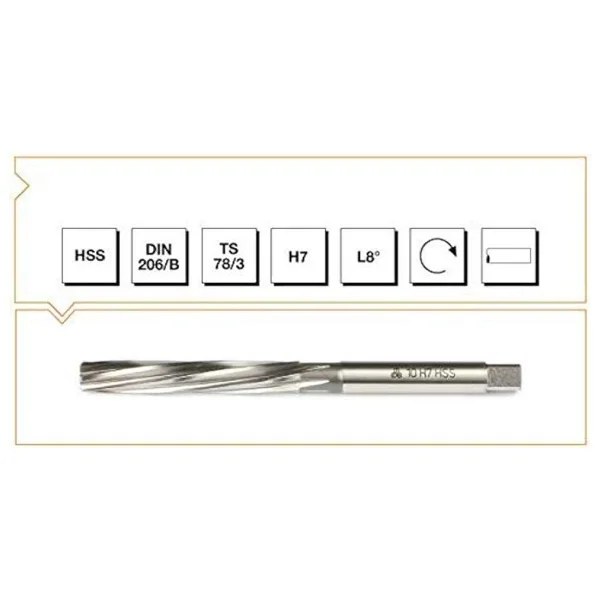 Makina Takım HSS DIN 206 L-RN El Raybası Silindirik Saplı H7-8mm-MTE B00301010800