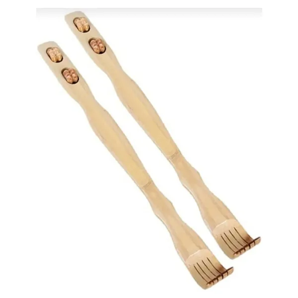 MATMEL 2 ADET Bambu Ahşap Sırt Kaşıyıcı Sırt Kaşıma Aleti 47 cm Tekerlekli Masaj Aparatlı