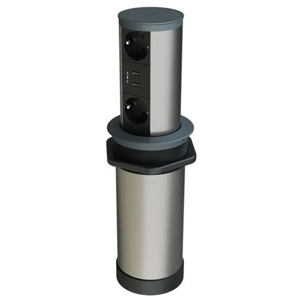 Metalline Tower-line Bas-Aç Masaüstü Priz Kutusu Usb - Antrasit