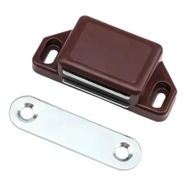 Mıknatıslı Plastik Mobilya Kapak Kilidi 36x25x15mm - Kahverengi