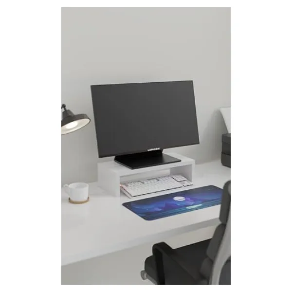 Monitor Standı, Masaüstü Yükseltici Raf, 45x20x11.8 cm, Beyaz