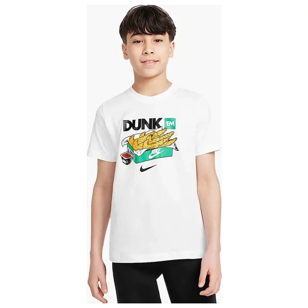 Nike Sportswear Cotton Dunk Kids Tee White Baskılı Unisex Çocuk Tişört Beyaz