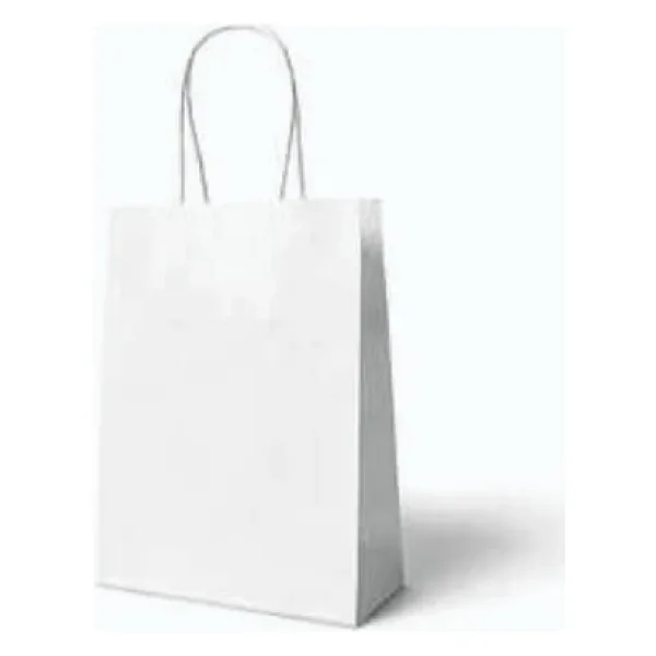 Parti Sürprizi Beyaz Büküm Saplı 6 Adet Hediye Çantası 22 X 24 Cm