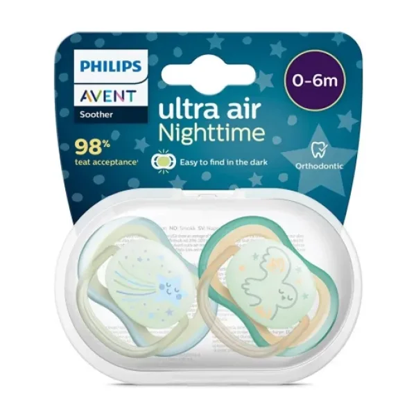 Philips Avent Ultra Air Gece Emziği 0-6 Ay, 2'li Paket, Erkek