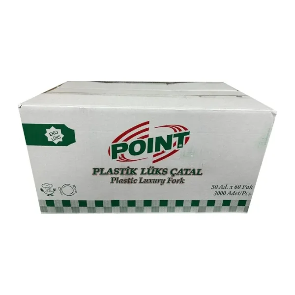 Point Plastik Lüx Şeffaf Çatal - 18 Cm. - 3.2 Gr. - 3000 Adet - Koli