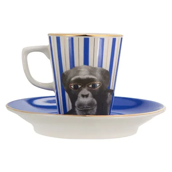 Porland Wild Life Monkey 6 Kişilik Kahve Fincanı
