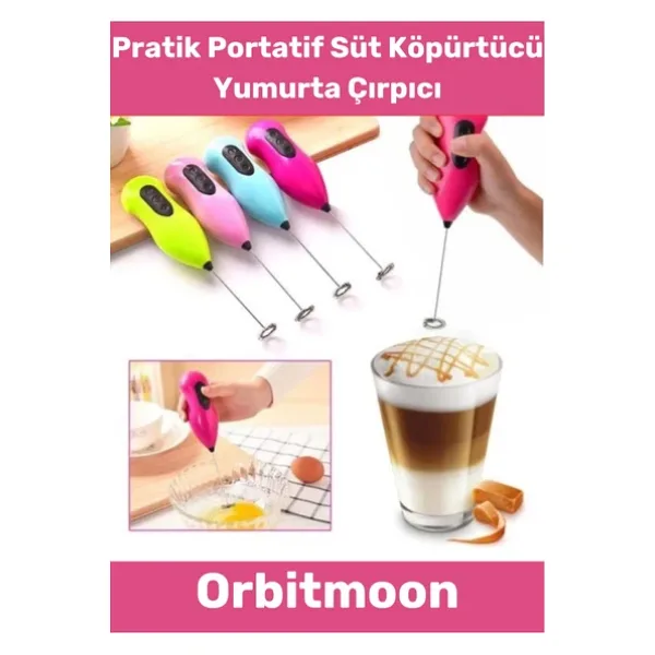Premium Portatif Çelik Uçlu Kahve Sos Krema Mama Süt Köpürtücü Yumurta Çırpıcı Pilli Mini Mikser