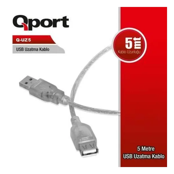 Qport Q-UZ5 USB 2.0 USB Uzatma Kablosu 5 MT