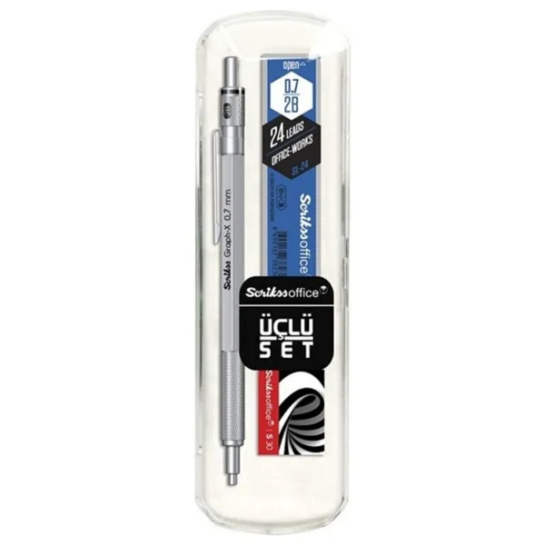 Scrikss Graph-X Saten Gri 0.7 mm 3'lü Versatil Uçlu Kalem Seti