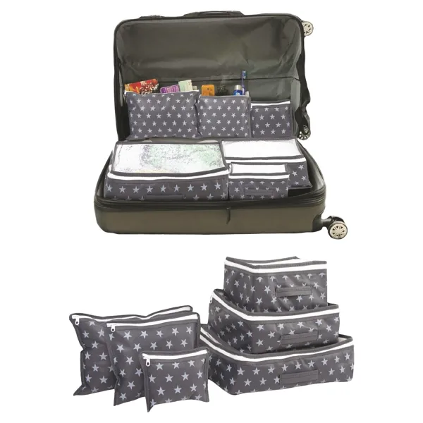 Serstil 6'lı Valiz Düzenleyici Bavul Içi Organizer Set Seyahat Hurcu - Yıldız Desen