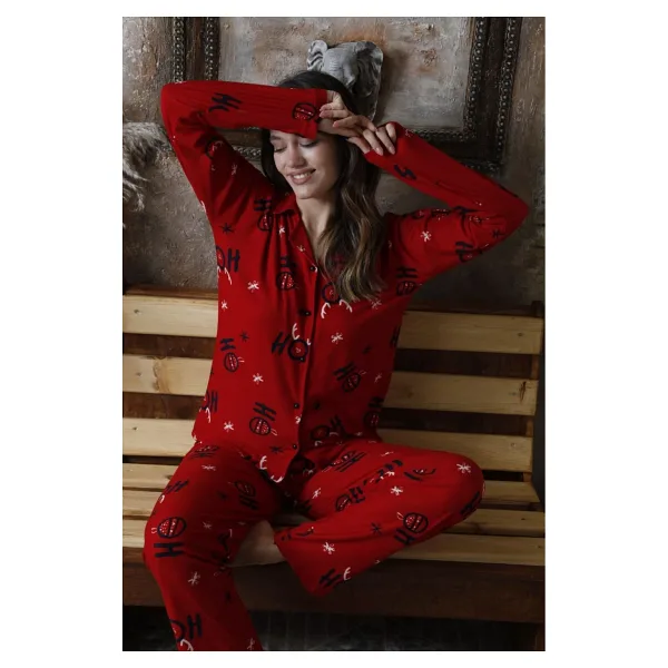 Sude Süet Önden Düğmeli Kadın Pijama Takımı