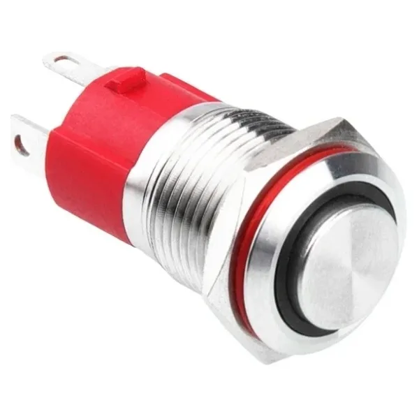 WD16D-G1-E 16mm Çıkık Yaylı Işıklı Metal Buton - Beyaz