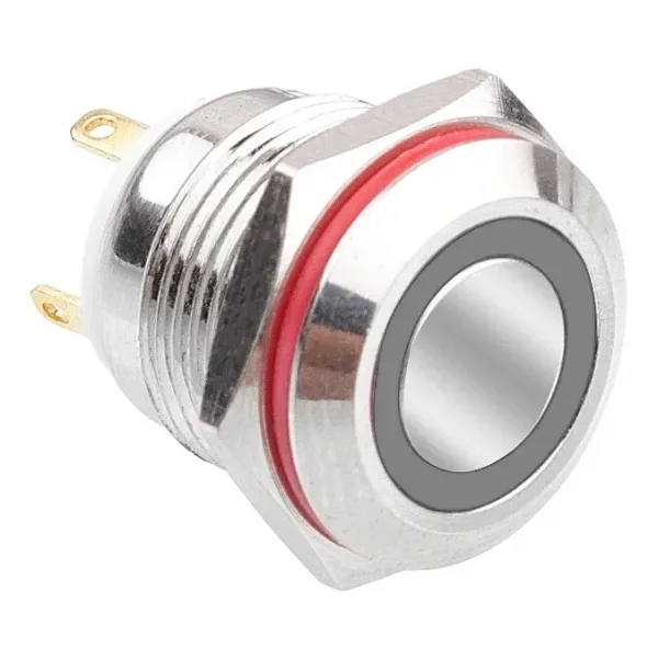 WD16H-P1-E 16mm Düz Yaylı Işıklı Metal Buton - Beyaz
