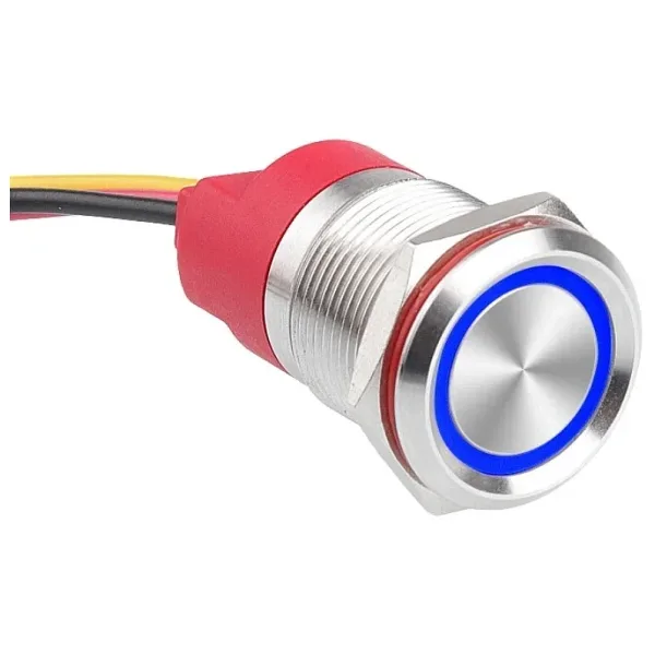 WD19T-P2-E 19mm Dokunmatik Touch Metal Buton - Mavi