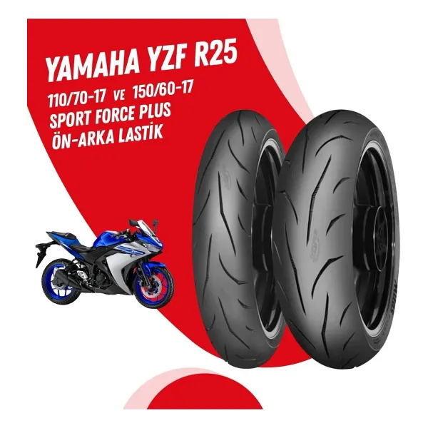 Yamaha Yzf R25 Mitas Sport Force + Lastik Takımı 110/70-17 + 150/60-17