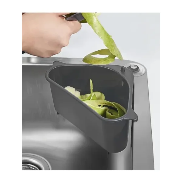 1 Adet Plastik Üçgen Vantuzlu Lavabo Evye Süzgeci Çöplüğü Gri
