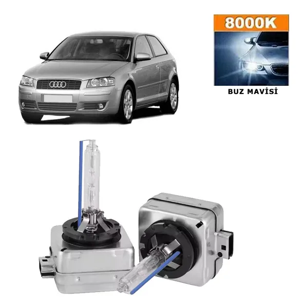 3 Tıkla Audi A3 8P1 2008-2012 D3S / D3R 8000K Buz Mavisi HID Xenon Ampul 2 Adet