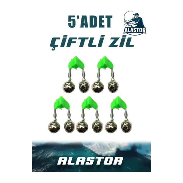 5'li Set Çiftli Plastik Zil Olta Zili Olta Kamışı İçin Zil Fosfor Takılabilir Zil