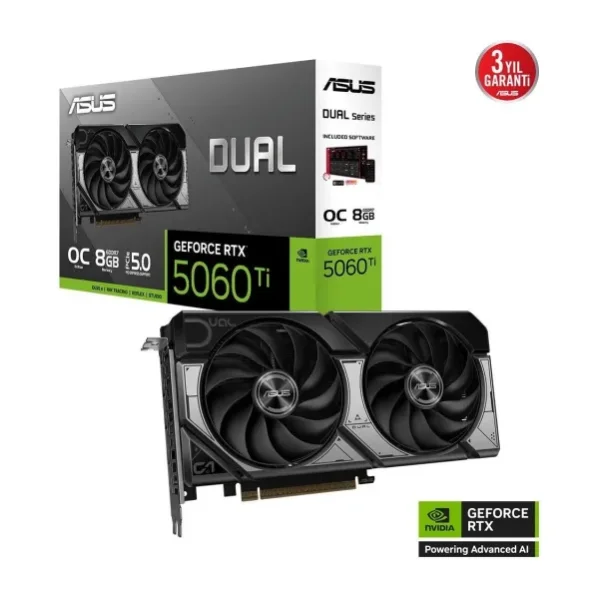 Asus RTX 5060 TI Dual OC Edition DUAL-RTX5060TI-O8G 128 Bit GDDR7 8 GB Ekran Kartı