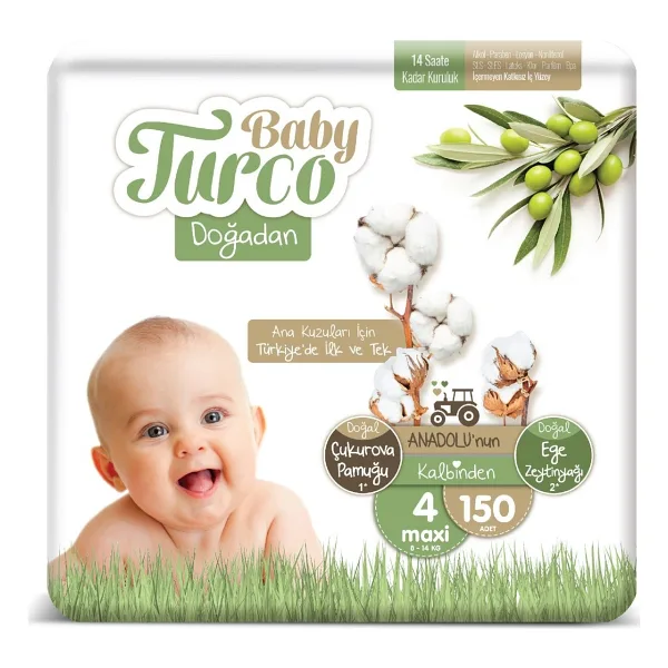Baby Turco Doğadan 4 Numara Maxi 150'li Bebek Bezi